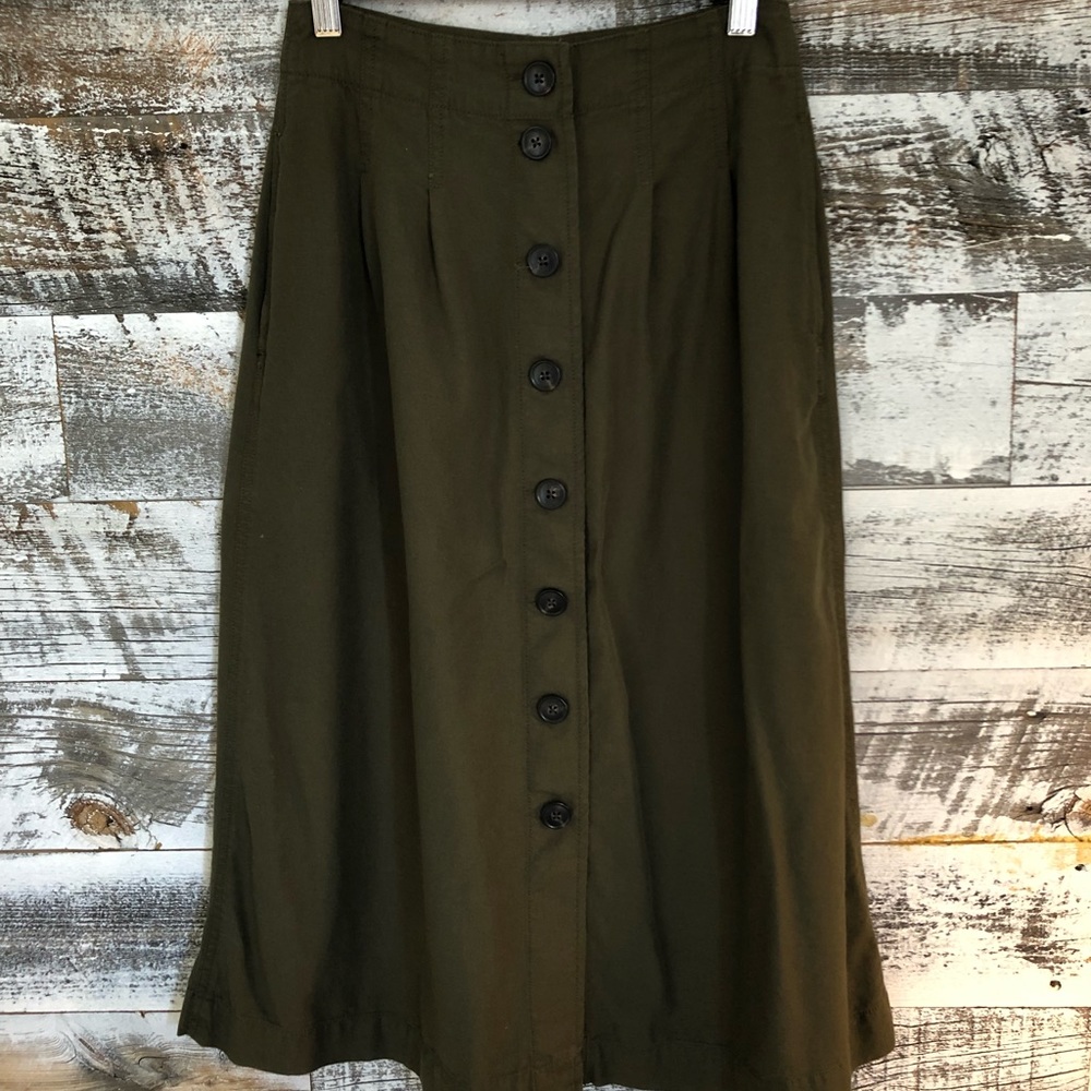 Button Front Midi Skirt